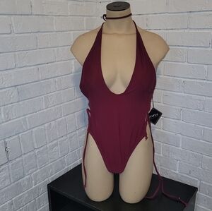 Zaful Deep Red One-Piece Swimsuit Small